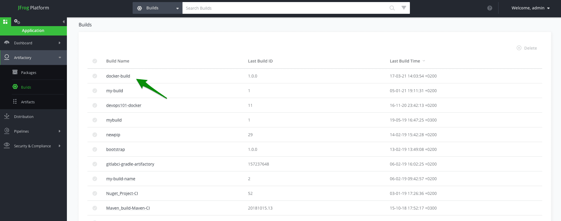 Build info in Artifactory